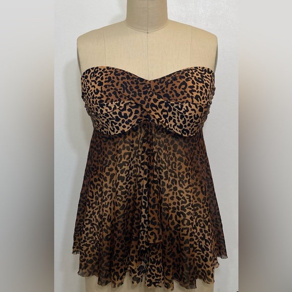 Merona Cheetah print tankini swimsuit top size M - Picture 9 of 14